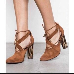 Free People Nouvella shoes Brown Suede Wrap Heels sandals
